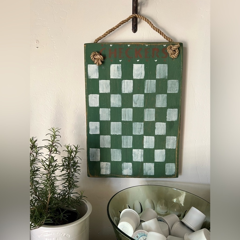 Primitive checkers wood wall painted hanging decor